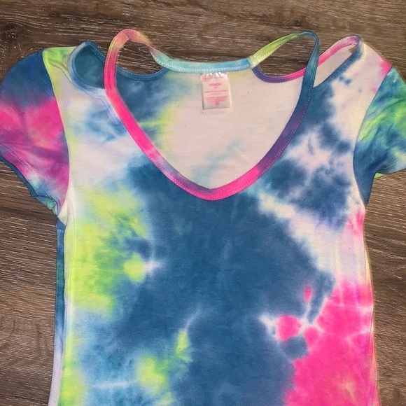 Tie Dye XS-1 No Boundaries T-Shirt Off the Shoulder with Tank Strings. - Picture 4 of 4